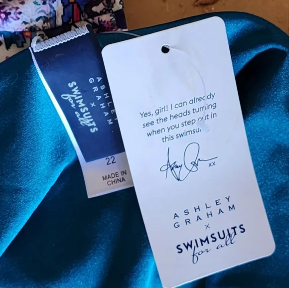 ASHLEY GRAHAM Reversible Safi Icon bikini top and bottoms Size 22 Rare NWT Blue